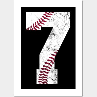 Kids 7th Birthday Shirt Baseball Boys Kids Seven 7 Seventh Gift Posters and Art